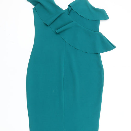 River Island Women’s Green One Shoulder Bodycon Dress Size 10