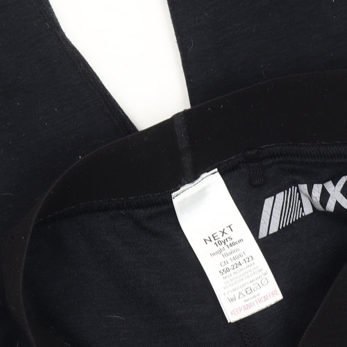 Next Girls Black 10 Years Slim Fit Activewear Leggings Cotton Blend