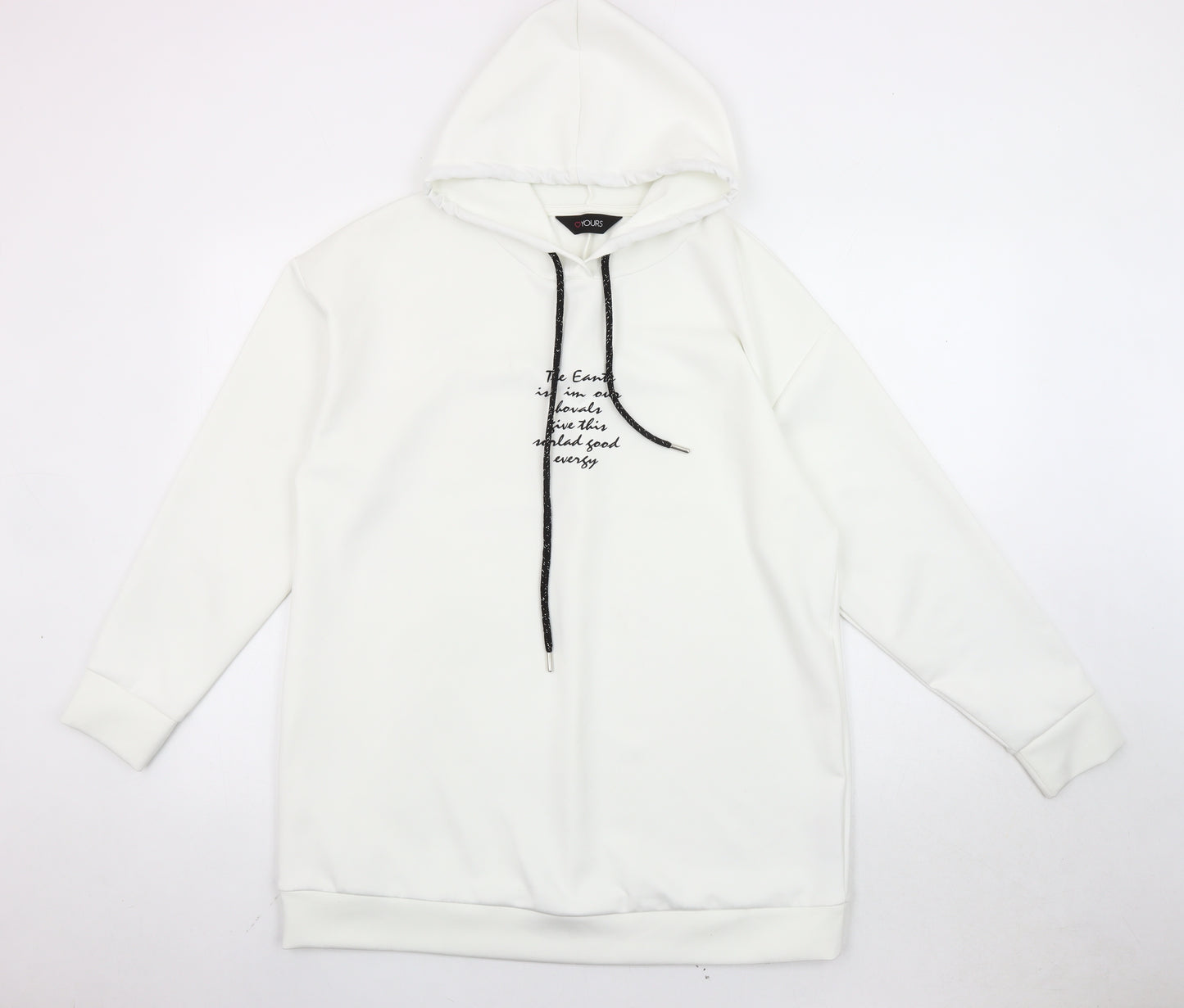 Yours Women’s White UK 16 Pullover Hoodie Raglan Sleeve Autumn Winter