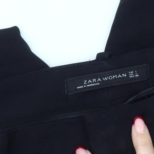 Zara Woman Black Slim Fit Zip Accent Women's Trousers L