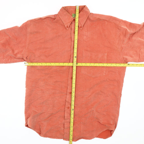 Ciro Citterio Men's Orange Long Sleeve Woven Button-Up Shirt M 42in