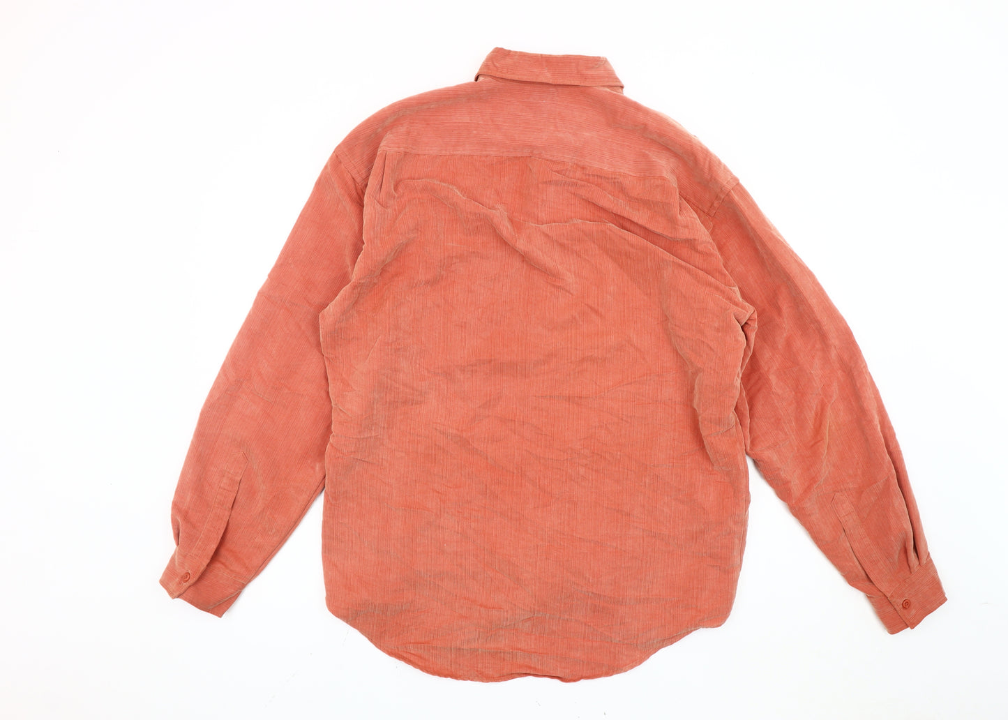 Ciro Citterio Men's Orange Long Sleeve Woven Button-Up Shirt M 42in
