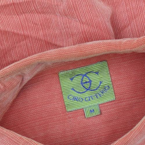 Ciro Citterio Men's Orange Long Sleeve Woven Button-Up Shirt M 42in