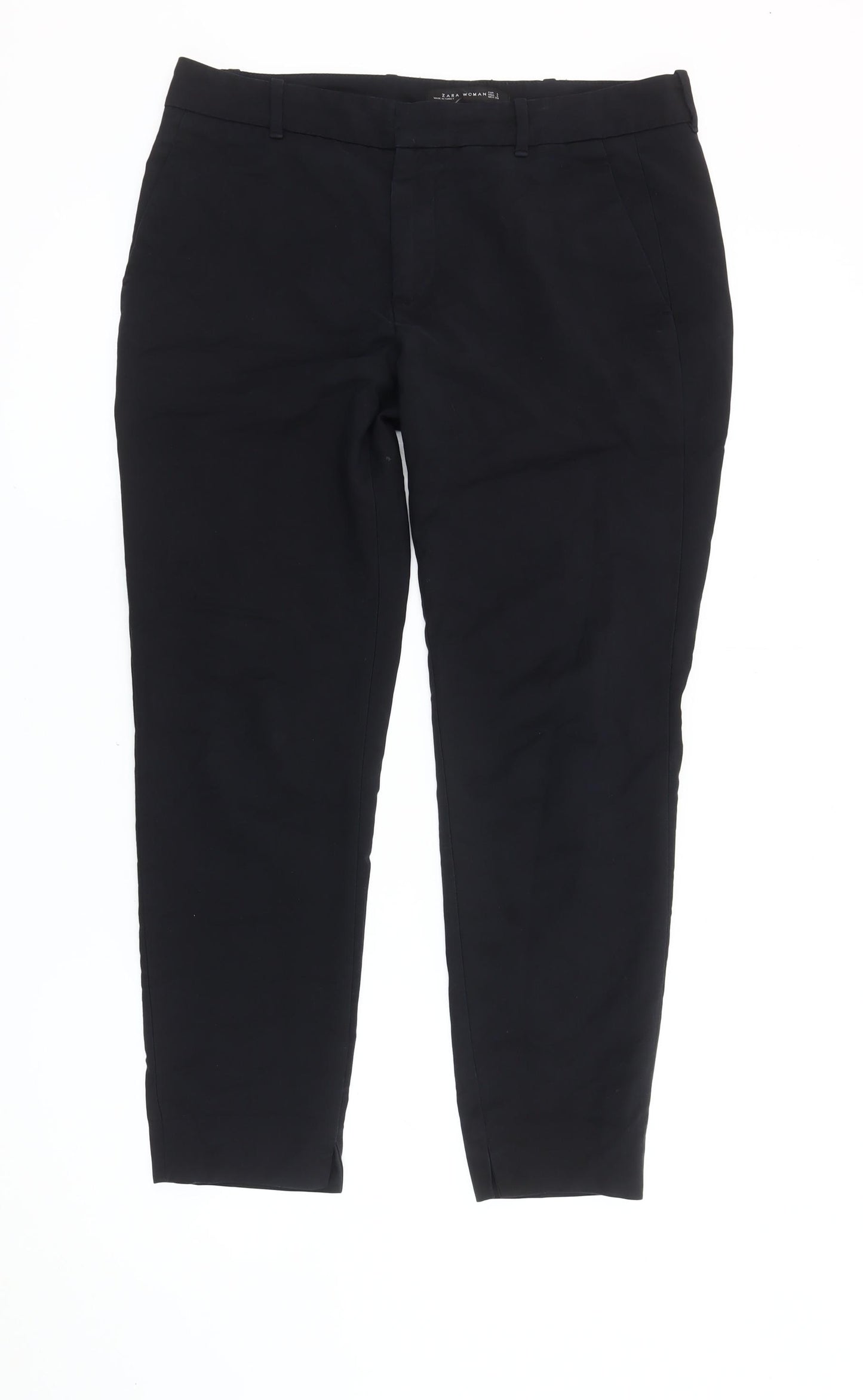 Zara Woman Black Slim Fit Twill Trousers Women's L Workwear Business Stretch