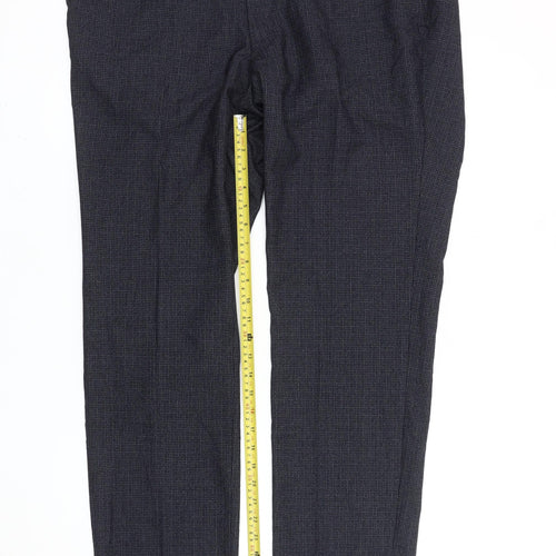 Marks and Spencer Men's Blue Check Slim Fit Dress Trousers 40x33