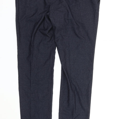 Marks and Spencer Men's Blue Check Slim Fit Dress Trousers 40x33