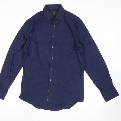 Marks and Spencer Men’s Blue Cotton Twill Regular Fit Shirt 14.5in
