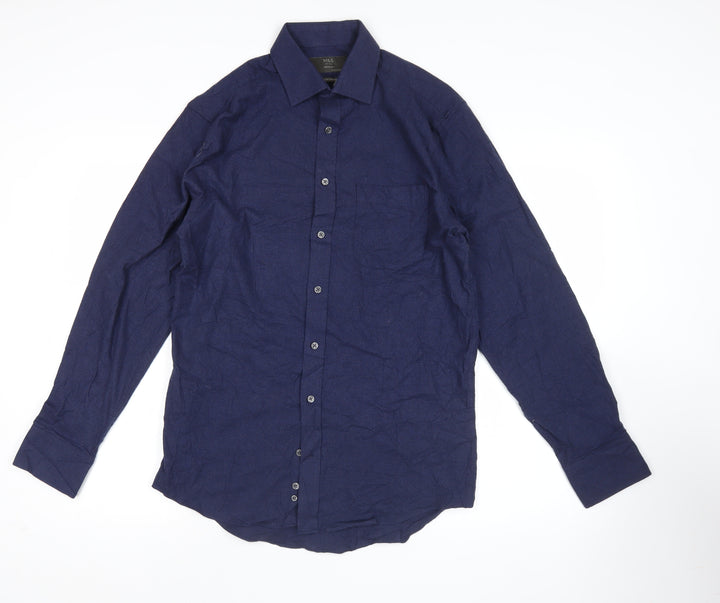 Marks and Spencer Men’s Blue Cotton Twill Regular Fit Shirt 14.5in