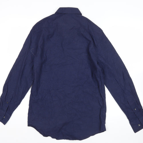 Marks and Spencer Men’s Blue Cotton Twill Regular Fit Shirt 14.5in
