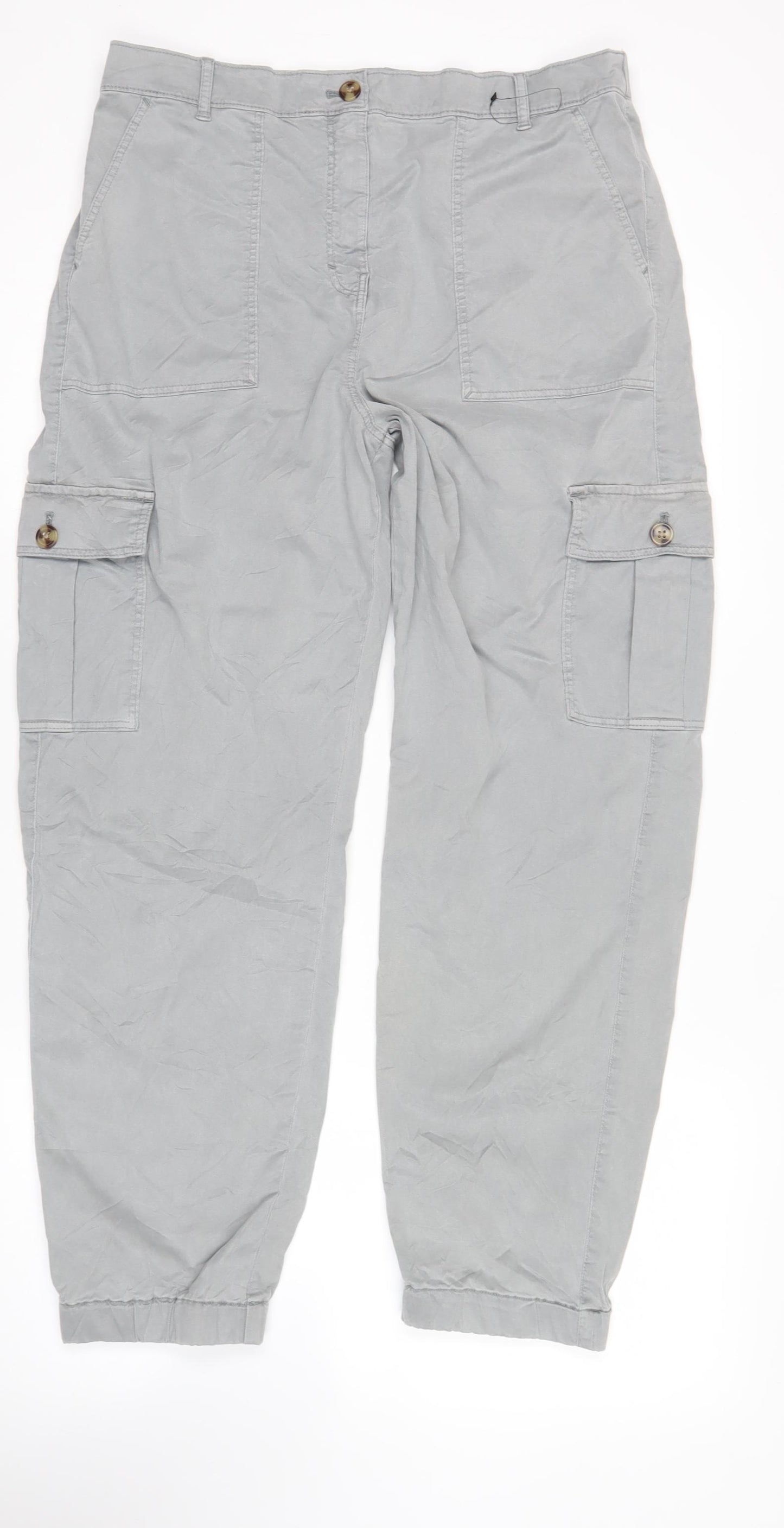 Marks and Spencer Women’s Grey Cargo Trousers Size 16 Regular Fit