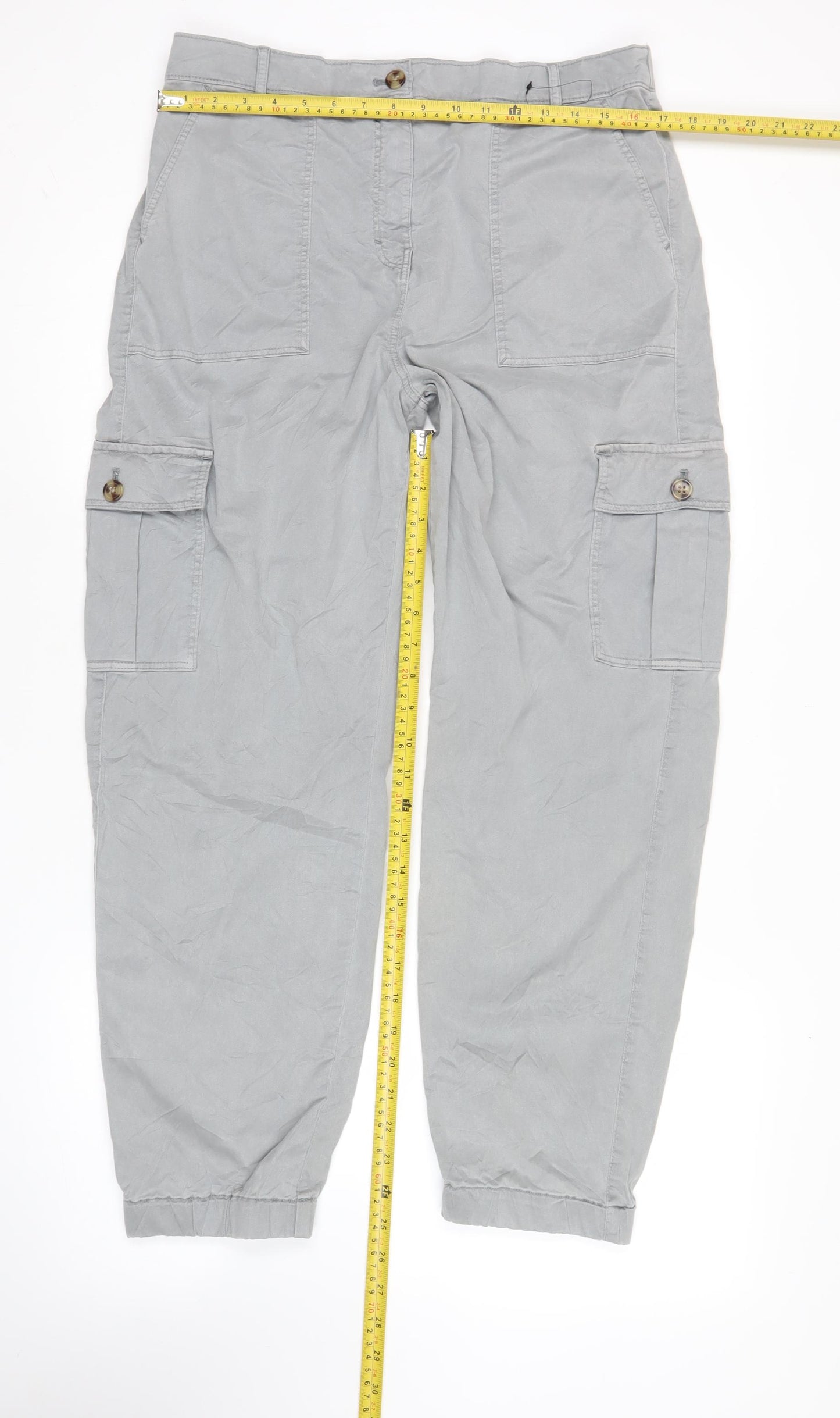 Marks and Spencer Women’s Grey Cargo Trousers Size 16 Regular Fit