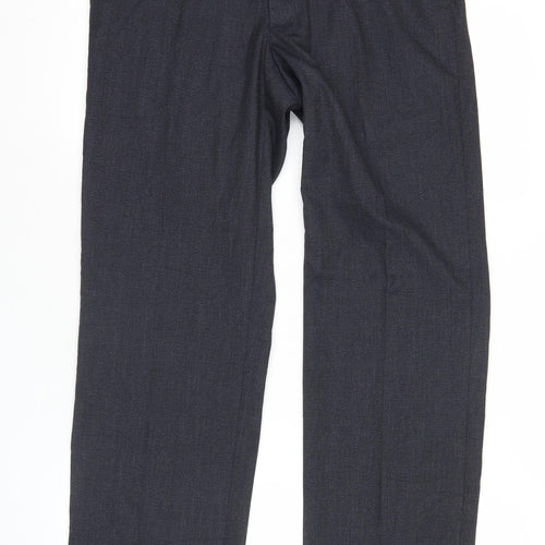 Marks and Spencer Men's Navy Check Regular Fit Dress Pants 30x29