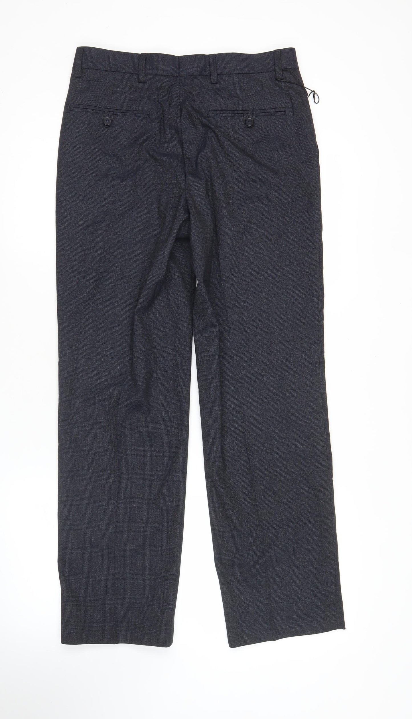 Marks and Spencer Men's Navy Check Regular Fit Dress Pants 30x29