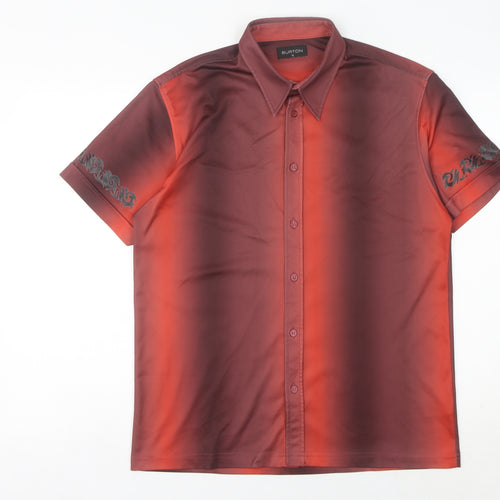 Burton Men's Red Short Sleeve Button-Up Shirt - M, 40in Chest