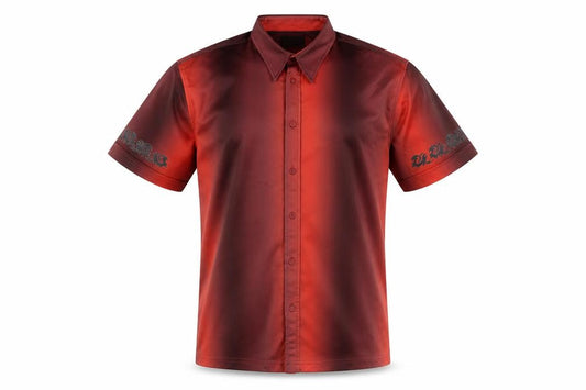 Front view of Burton Men's Red Short Sleeve Button-Up Shirt - M, 40in Chest