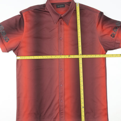 Burton Men's Red Short Sleeve Button-Up Shirt - M, 40in Chest