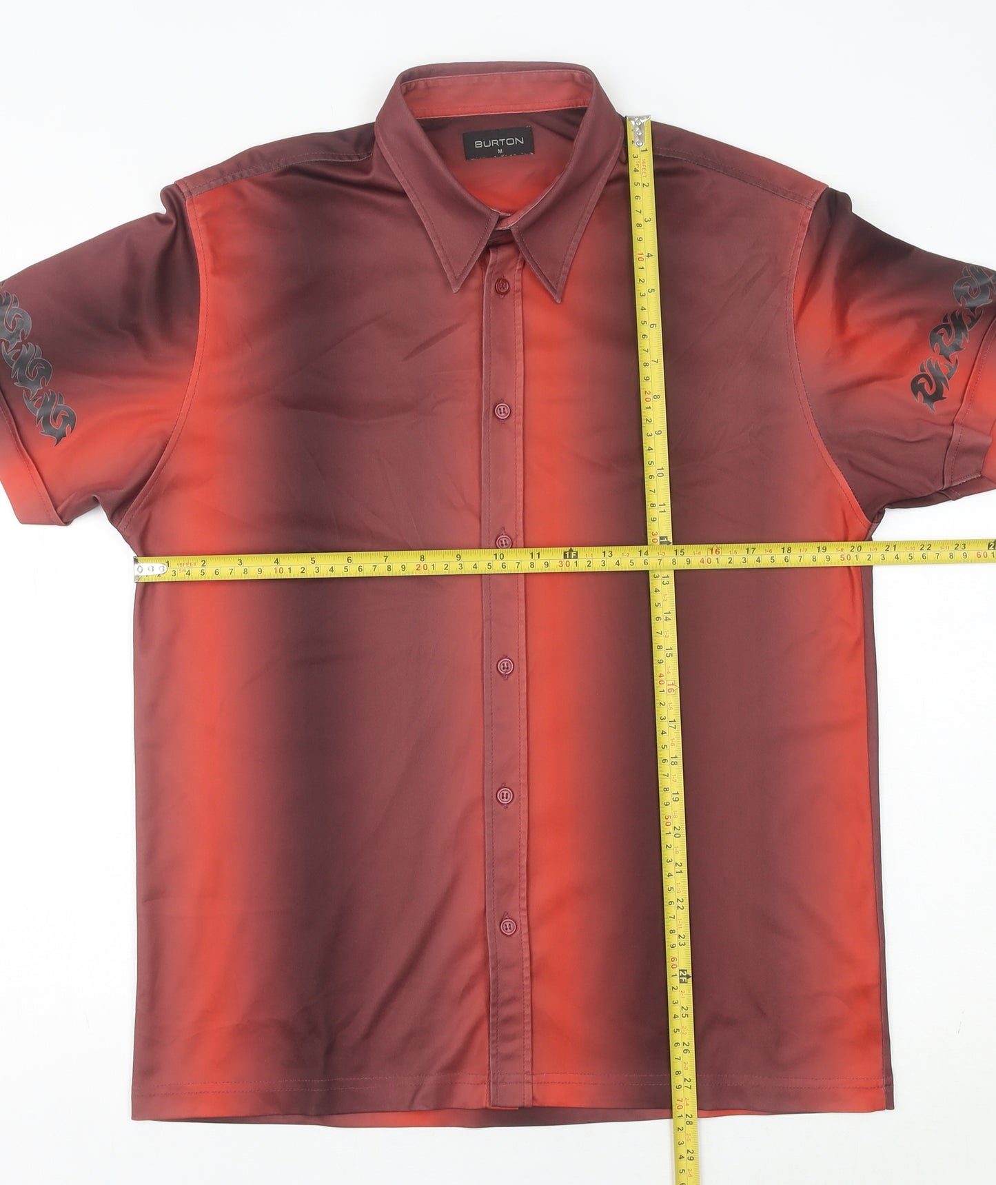 Burton Men's Red Short Sleeve Button-Up Shirt - M, 40in Chest
