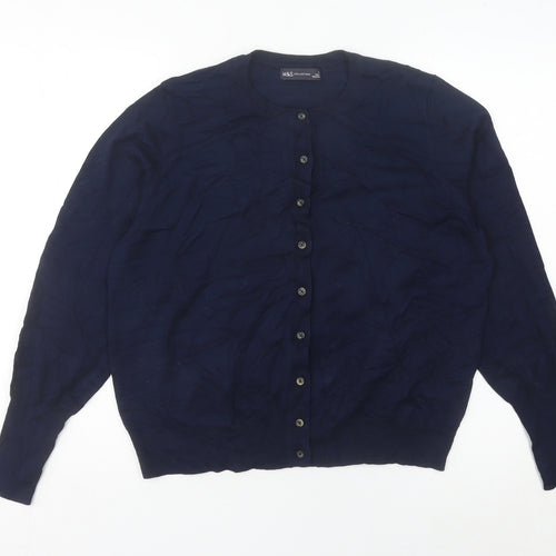 Marks and Spencer Women's Blue Size 18 Crew Neck Cardigan