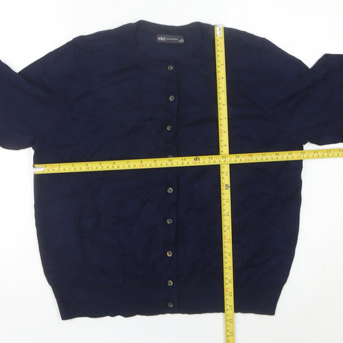 Marks and Spencer Women's Blue Size 18 Crew Neck Cardigan