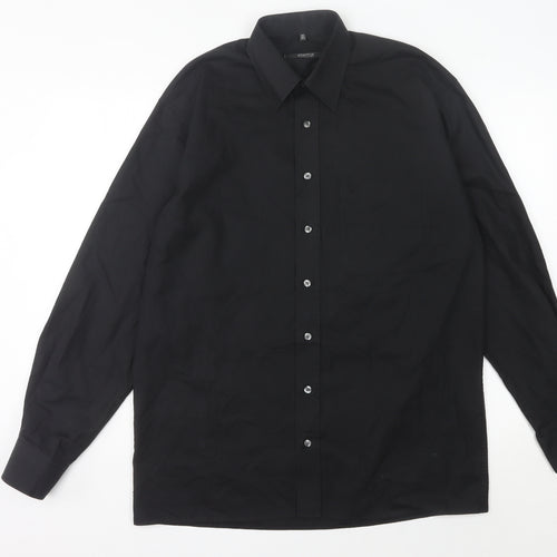 Eterna Men’s Black 15.5” Collared Long Sleeve Button-Up Shirt