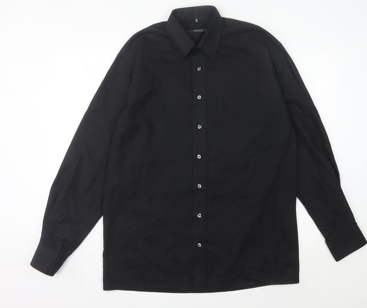 Eterna Men’s Black 15.5” Collared Long Sleeve Button-Up Shirt