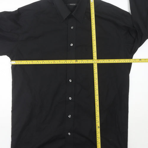 Eterna Men’s Black 15.5” Collared Long Sleeve Button-Up Shirt