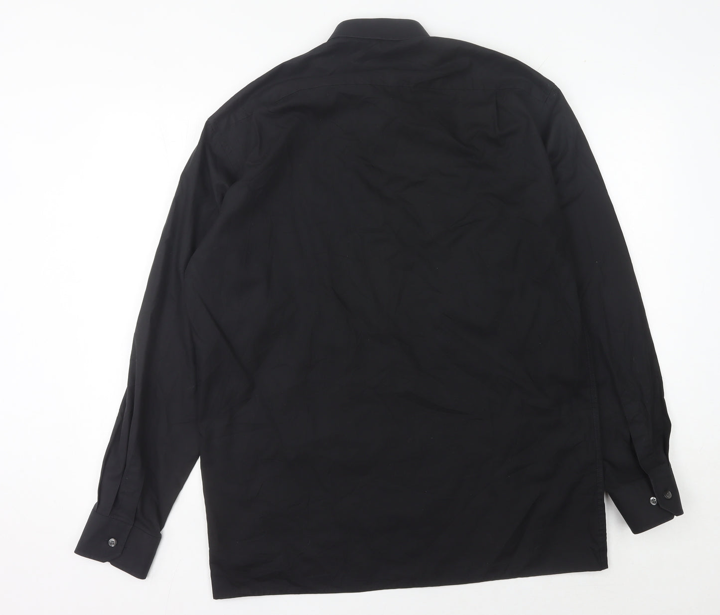 Eterna Men’s Black 15.5” Collared Long Sleeve Button-Up Shirt