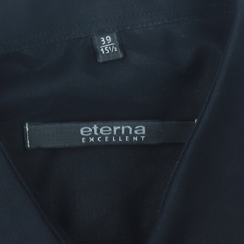 Eterna Men’s Black 15.5” Collared Long Sleeve Button-Up Shirt