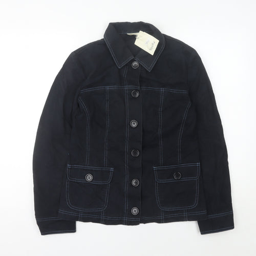 Viyella Women's Black Cotton Mid-Length Jacket UK 10