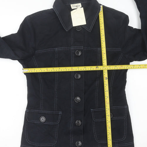 Viyella Women's Black Cotton Mid-Length Jacket UK 10
