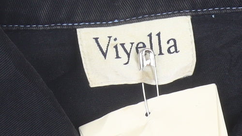 Viyella Women's Black Cotton Mid-Length Jacket UK 10