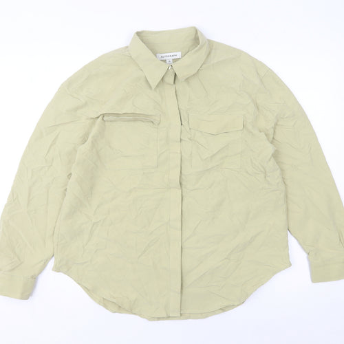 Marks and Spencer Women Beige Size 10 Modal Blend Button-Up Shirt
