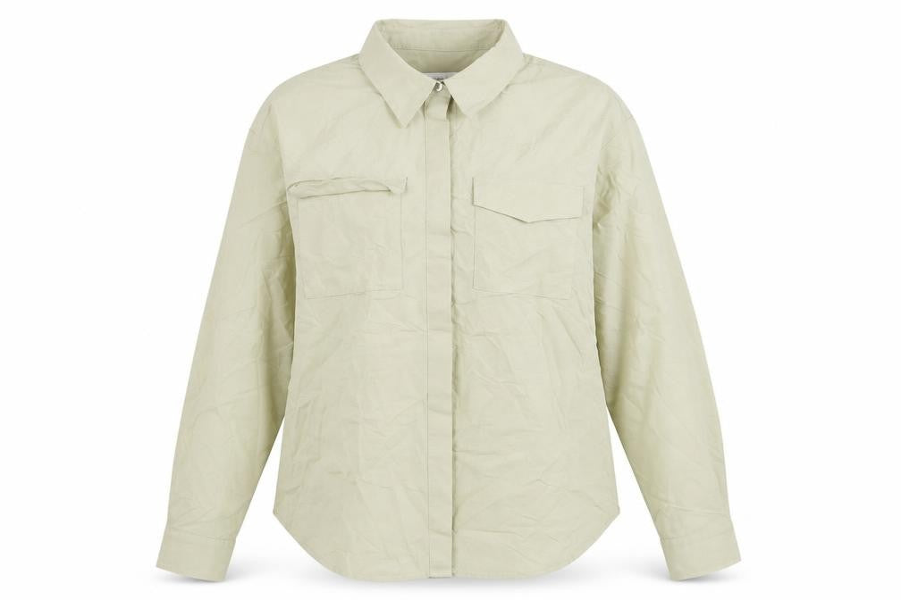 Front view of Marks & Spencer Women Beige, size 10, Modal Blend Button-Up Shirt