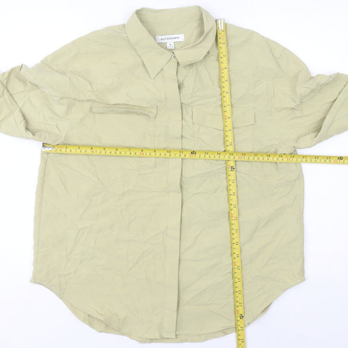 Marks and Spencer Women Beige Size 10 Modal Blend Button-Up Shirt