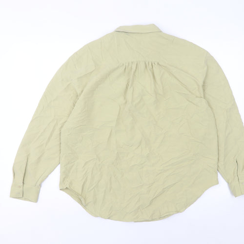 Marks and Spencer Women Beige Size 10 Modal Blend Button-Up Shirt