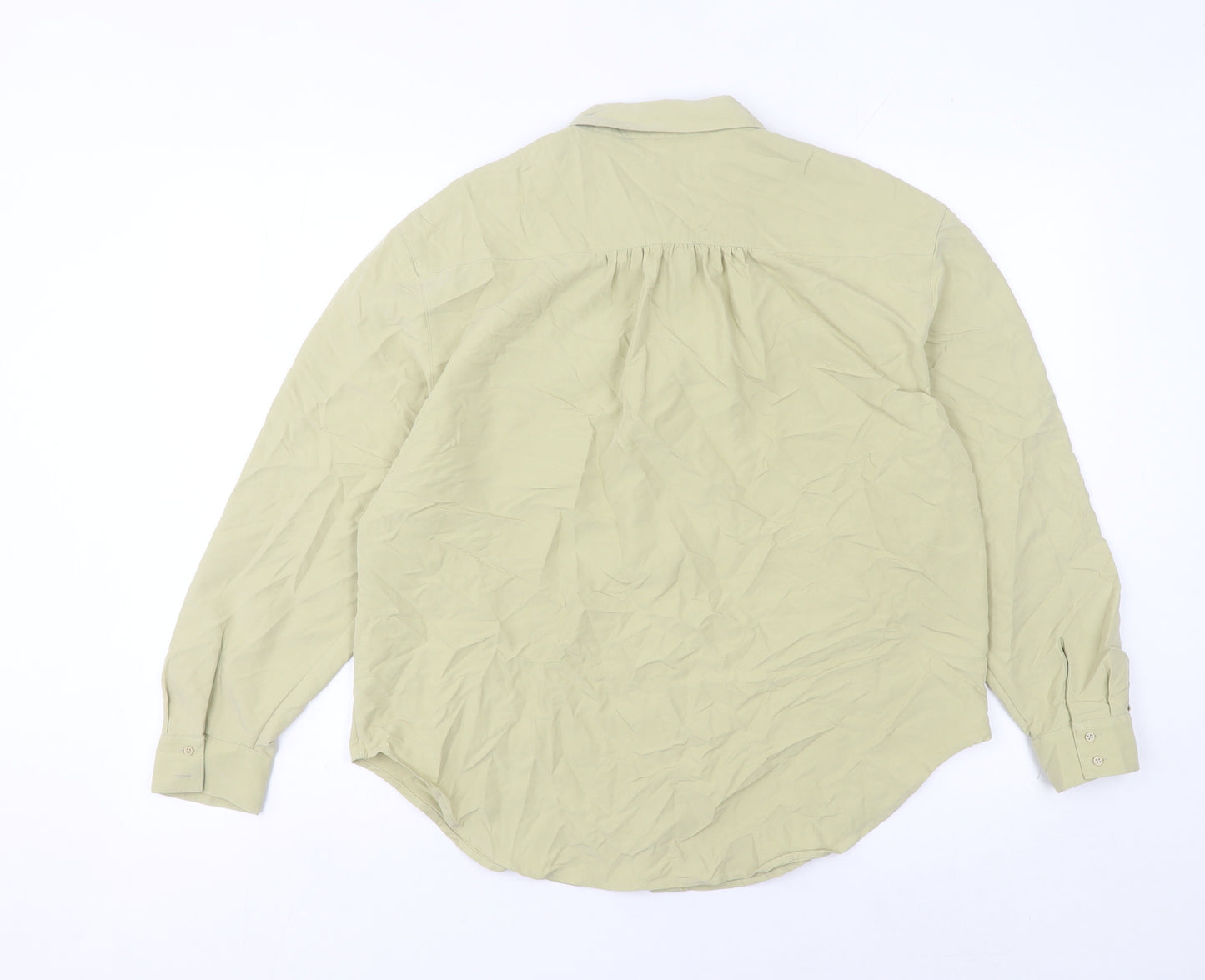 Marks and Spencer Women Beige Size 10 Modal Blend Button-Up Shirt