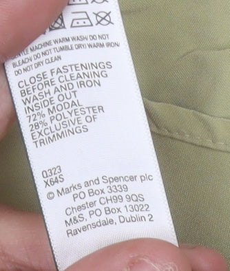 Marks and Spencer Women Beige Size 10 Modal Blend Button-Up Shirt