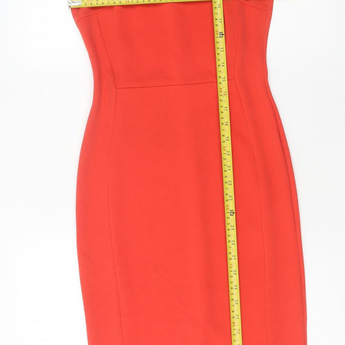 Topshop Women’s Red Size 8 Midi Sheath Dress Sleeveless High Neck