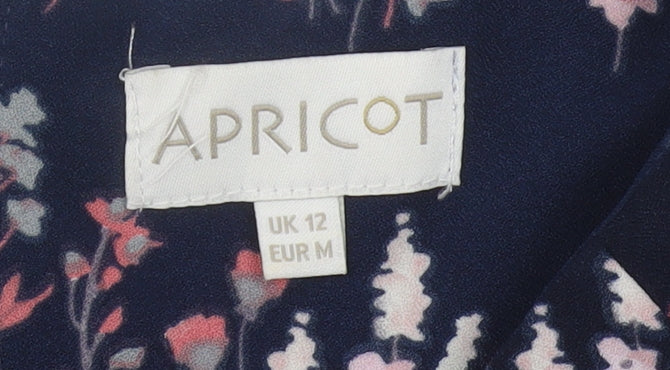 Apricot Women Blue Floral Shift Dress Size 12 Knee Length Short Sleeve