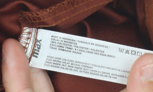 Max Women’s Brown A-Line Midi Skirt Size 12 Polyester Button Belted