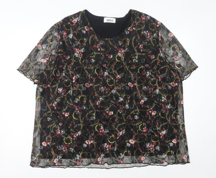 Afibel Women’s Multicoloured Floral Lace Blouse UK 30 Plus Size