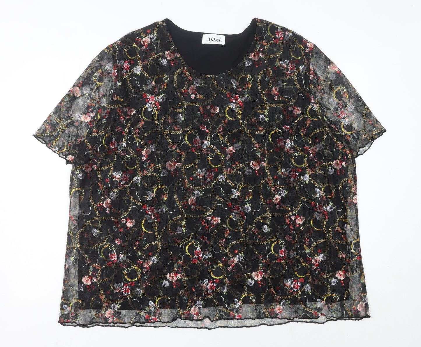 Afibel Women’s Multicoloured Floral Lace Blouse UK 30 Plus Size