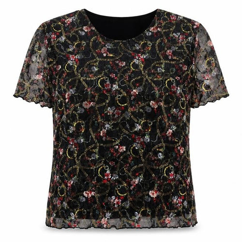 Afibel Women’s Multicoloured Floral Lace Blouse UK 30 Plus Size