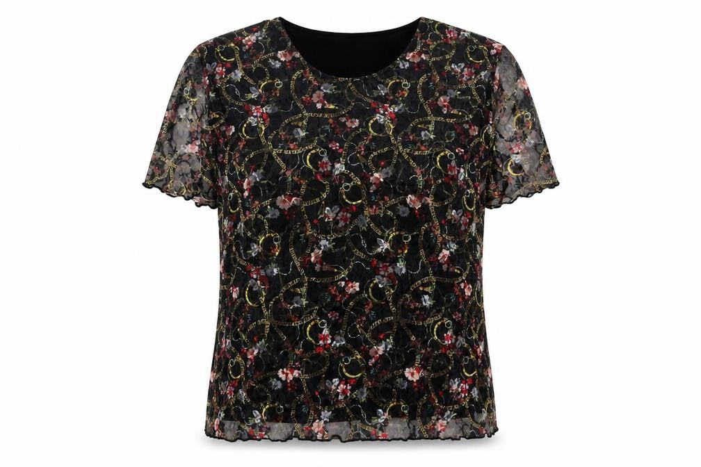Afibel Women’s Multicoloured Floral Lace Blouse UK 30 Plus Size