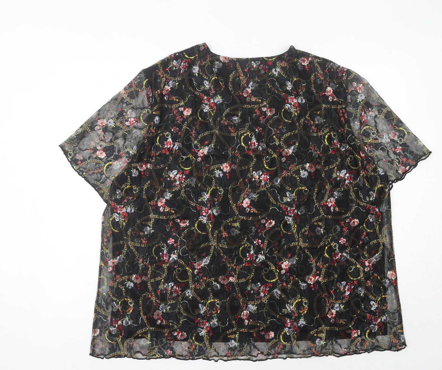 Afibel Women’s Multicoloured Floral Lace Blouse UK 30 Plus Size