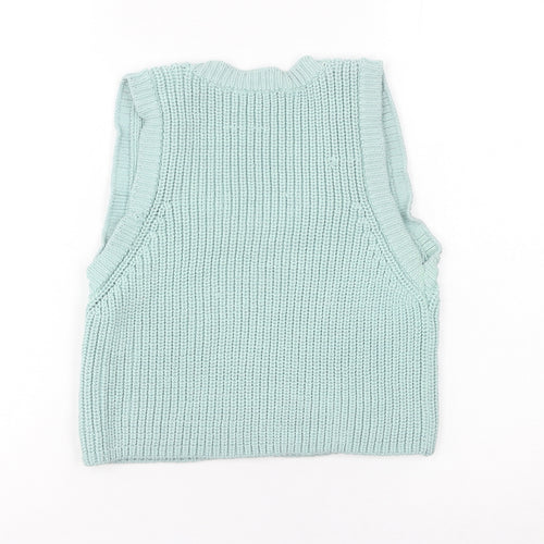 Zara Women's Green Chunky-Knit Sleeveless Vest Size S Cotton – Preworn