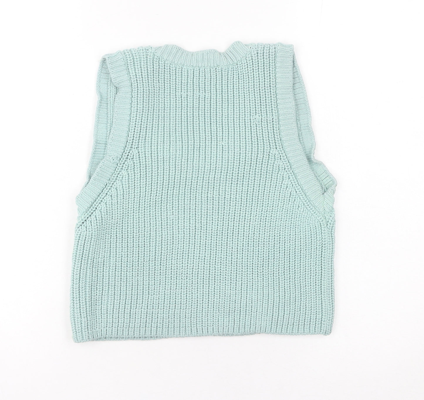 Zara Women’s Green Chunky-Knit Sleeveless Vest Size S Cotton