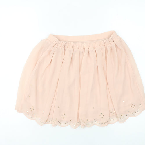Marks and Spencer Women Pink 2XS A-Line Beaded Chiffon Short Skirt