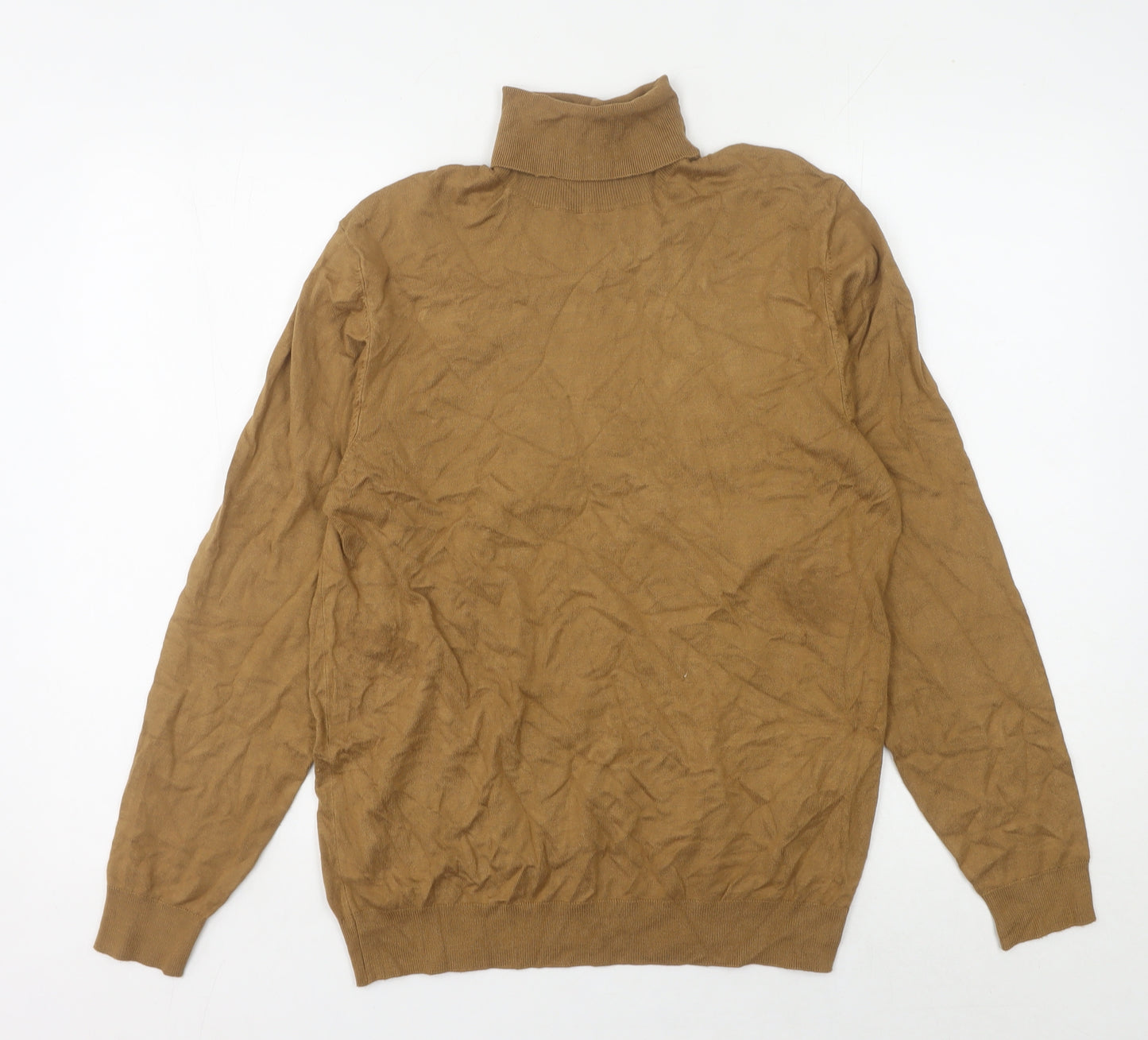 Zara Men's Brown Roll Neck Jumper Size M Long Sleeve Knit