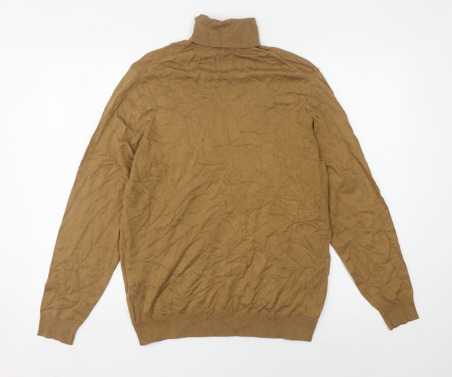 Zara Men's Brown Roll Neck Jumper Size M Long Sleeve Knit